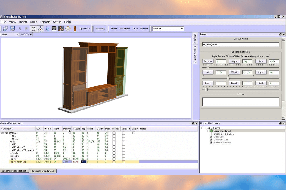 sketchlist free furniture design software interface