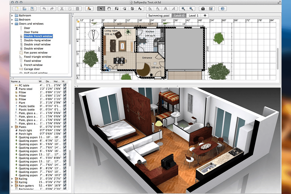 sweet home 3d free furniture design software interface