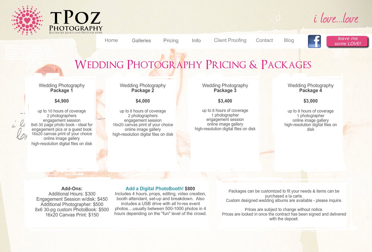 Wedding Photography Prices 5 Free Wedding Photography Packages Templates