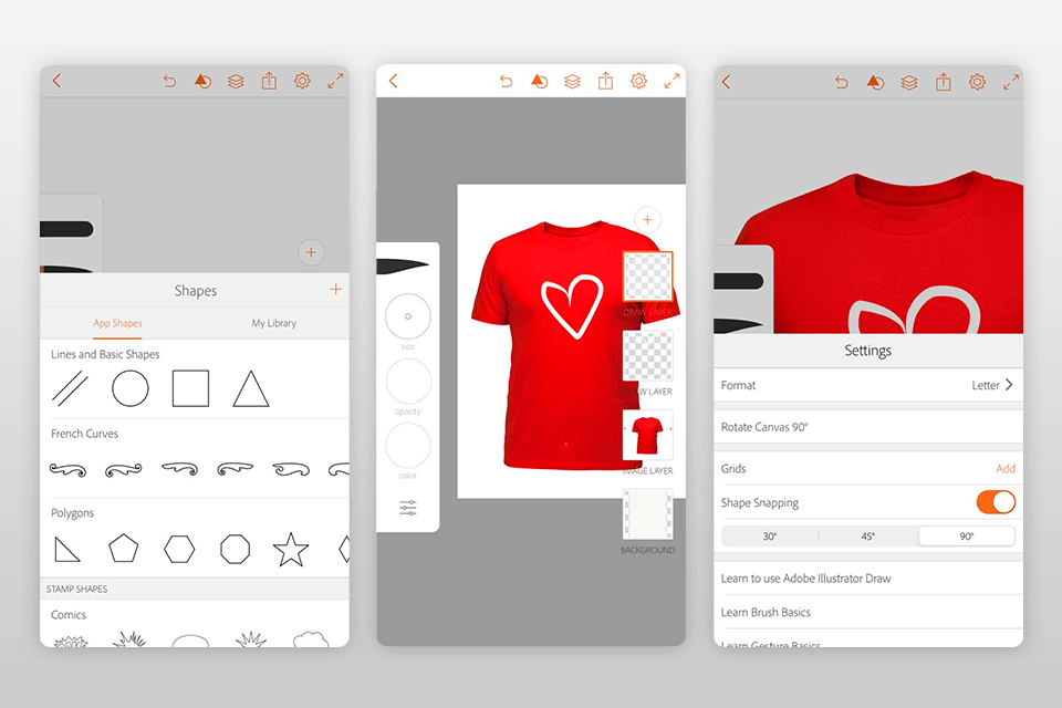 adobe illustrator draw t-shirt design app interface
