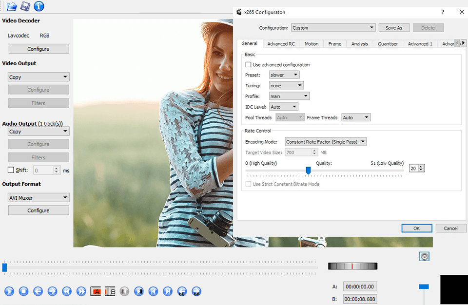 avidemux open source video editor interface