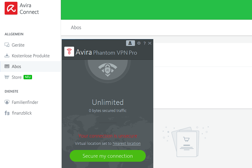 AVIRA Phantom VPN pour l'interface Netflix
