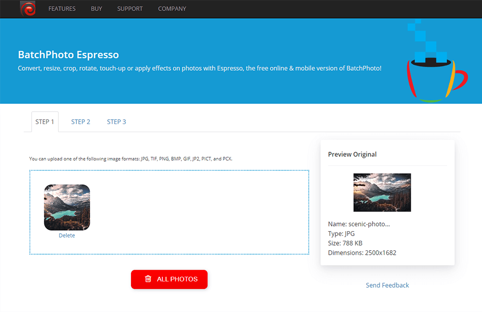 batchphoto espresso interface