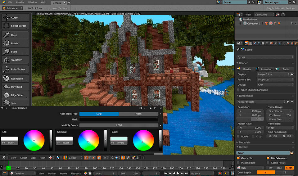 interface for creating minecraft blender animation