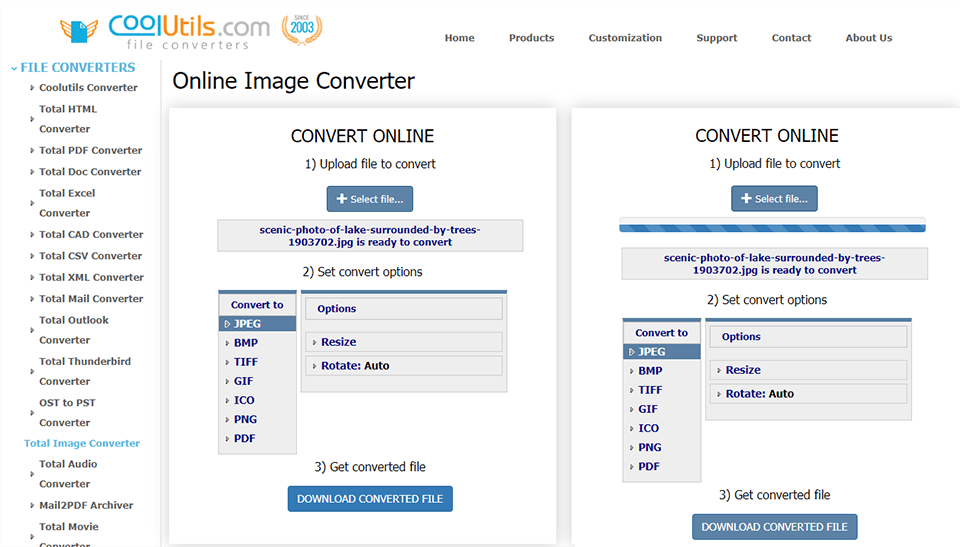 coolutils online image converter interface