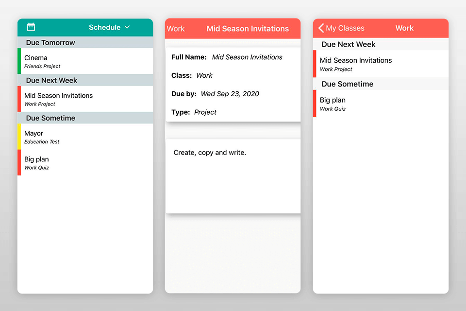 egenda student planner app interface