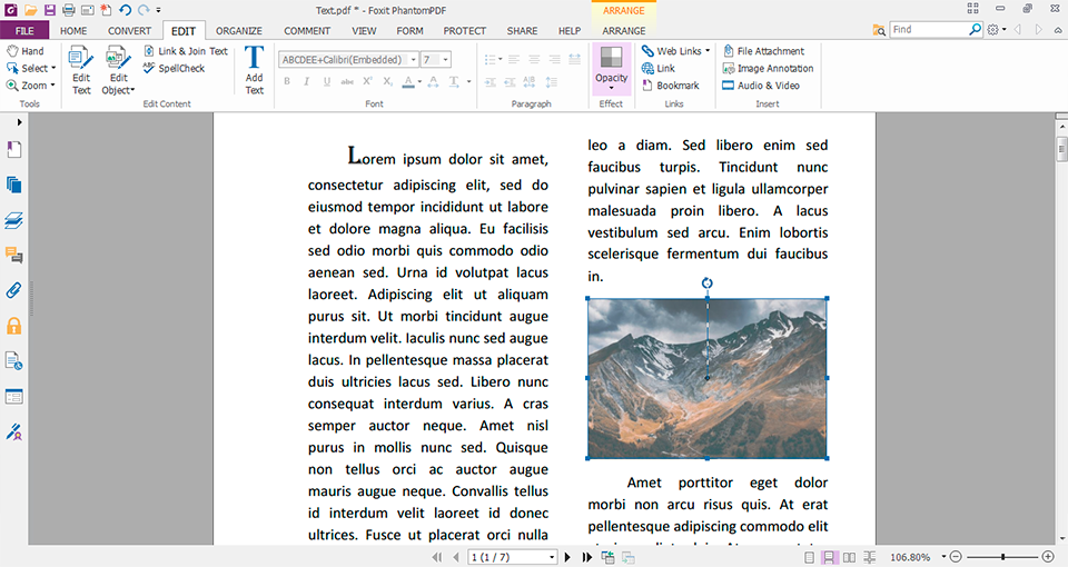 foxit pdf editor free interface