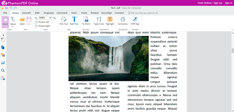 foxit pdf editor free online screen