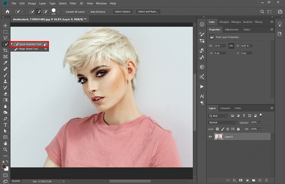 how to change hair color in photoshop quick select tool
