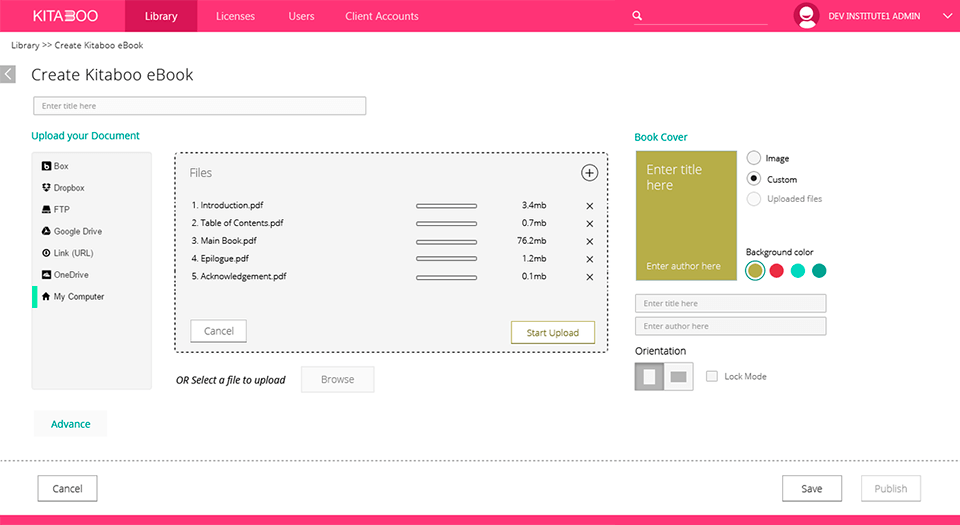 kitaboo ebook software interface