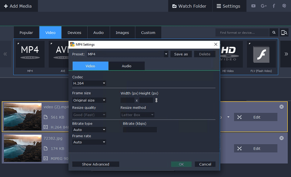 movavi video converter interface