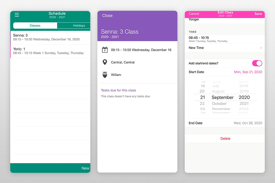 my study life student planner app interface