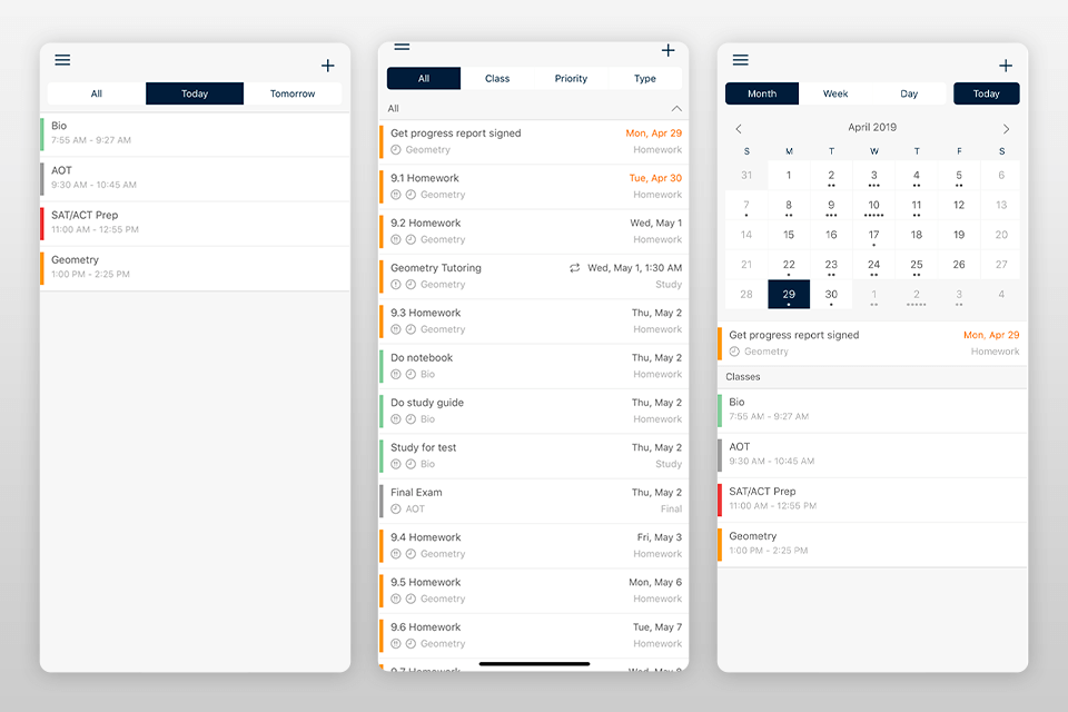 myhomework student planner app interface
