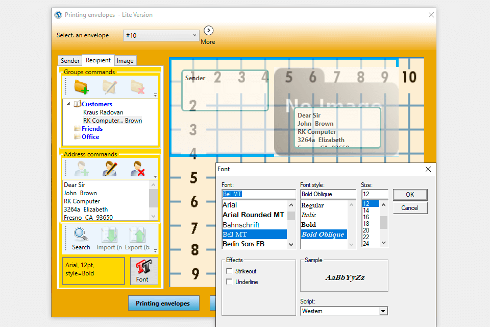 program to print envelopes