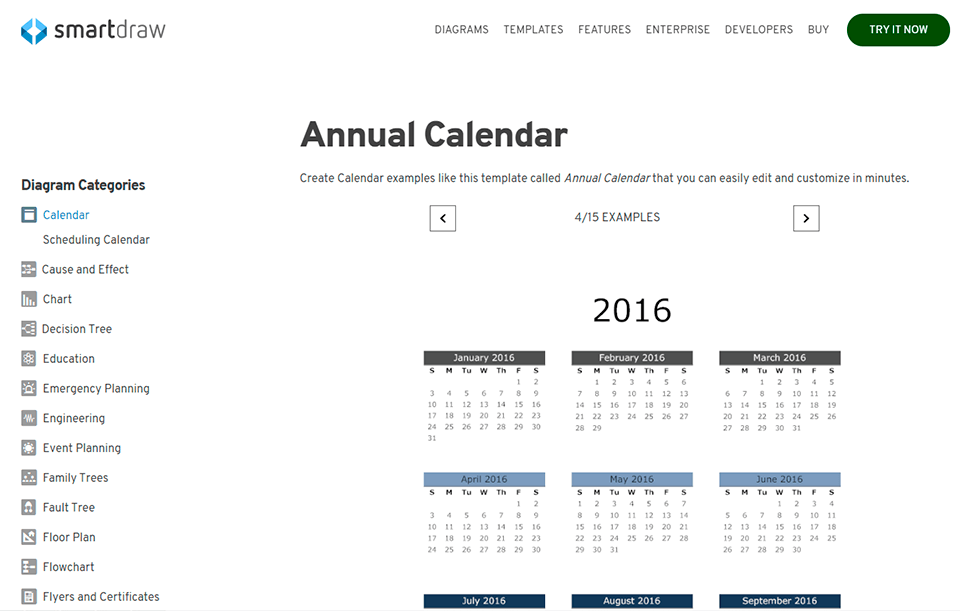 smartdraw best calendar making software interface