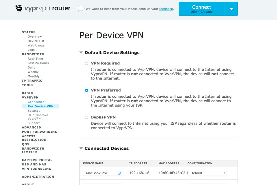 ASUS राउटर इंटरफ़ेस के लिए VYPRVPN VPN