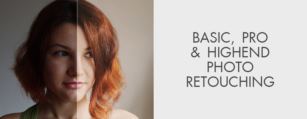 Basic, Pro and High End Level of Photo Retouching Examples in One Image