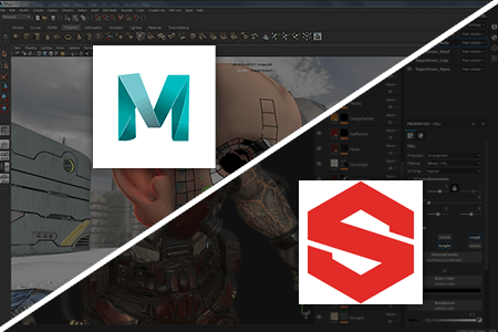 مقارنة بين برنامج Maya وSubstance Painter للرسم ثلاثي الابعاد