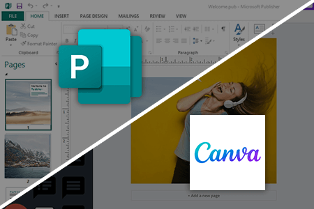 مقارنة بين برنامج Microsoft Publisher و Canva للنشر و انشاء المشاريع