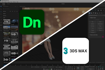 مقارنة بين Adobe Dimension و Autodesk 3ds Max للتصميم ثلاثي الابعاد