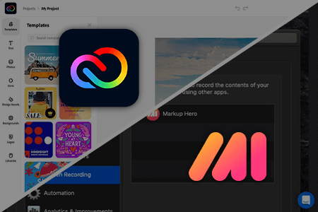مقارنة بين برنامج Adobe Creative Cloud Express مقابل Markup Hero
