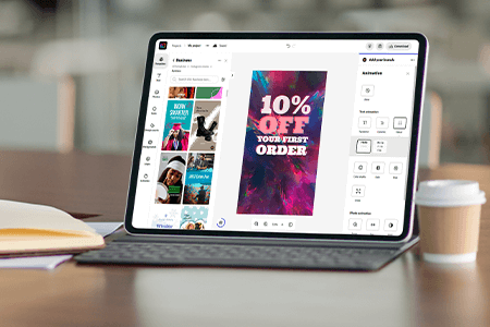 كيفية تحريك صورة او نص في برنامج Adobe Creative Cloud Express