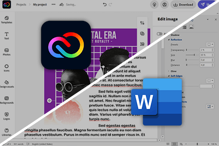 مقارنة بين برنامج Adobe Creative Cloud Express و Microsoft Word