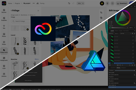 مقارنة بين برنامج Adobe CC Express مقابل Affinity Designer للتحرير