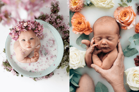 15 Touching Milk Bath Baby Photoshoot Ideas for Inspiration