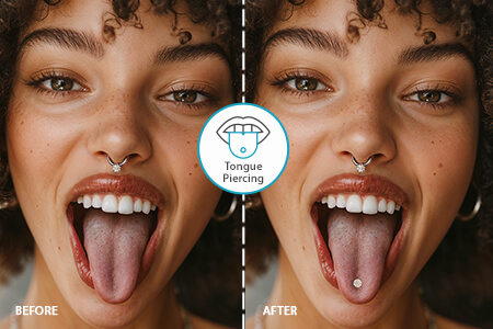 Add Tongue Piercing on Photo Online [FREE]
