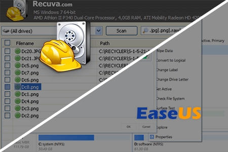Recuva vs EaseUS