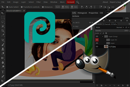 مقارنة بين برنامج Photopea مقابل GIMP محرر صور مجاني لتحرير الصور
