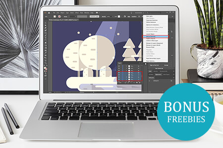 ابسط طريقة دمج الطبقات في برنامج Illustrator : درس تعليمي