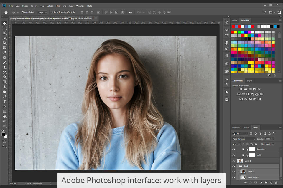 photoshop basic photo editing interface