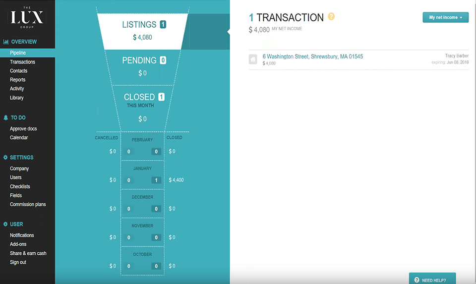 brokermint real estate crm software interface