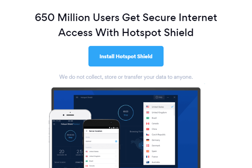 hotspot shield interface