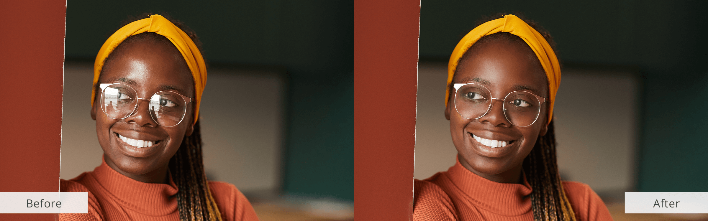 Remove Glare from Glasses Online App from FixThePhoto