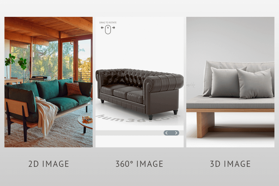 2d image vs 360 image vs 3d image