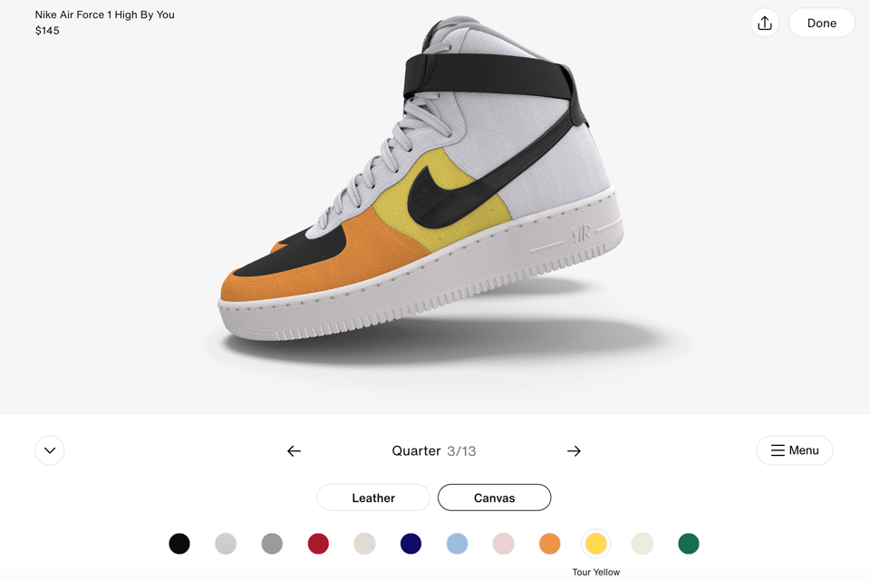 3d modeling in ecommerce nike