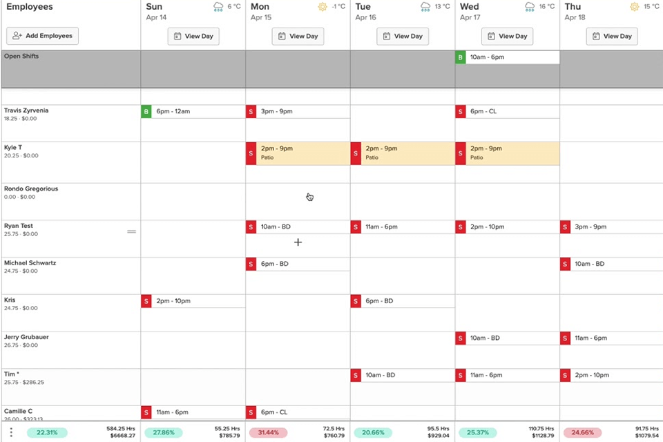 7shifts restaurant schedule software interface