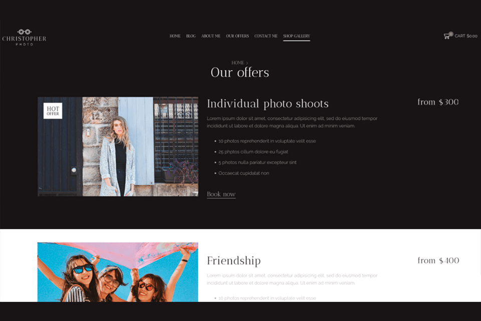 8theme unique photography theme example