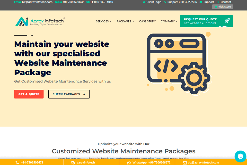 aarav infotech maintenance service website