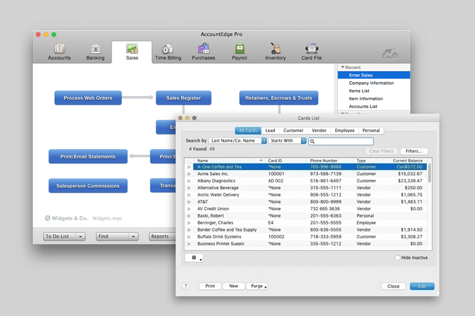 accountedge pro interface
