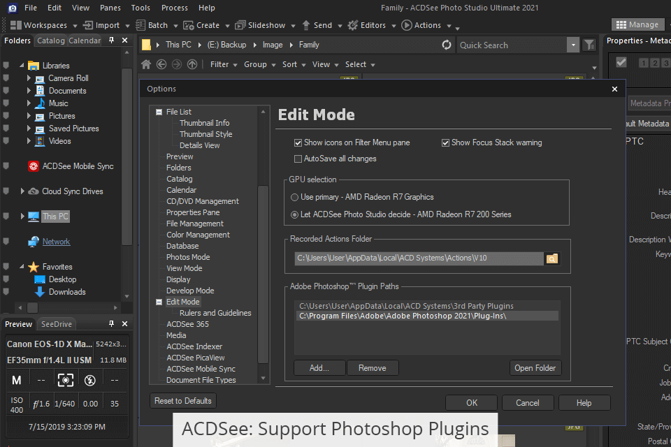 acdsee using photoshop plugins