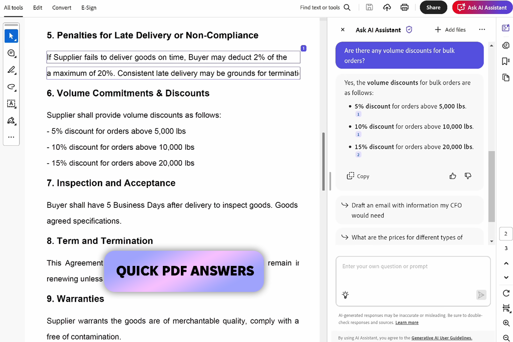 acrobat ai assistant document reader