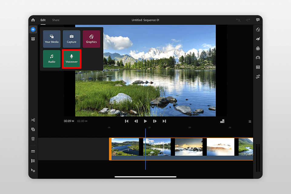 أضف تعليقًا صوتيًا في Adobe Rush