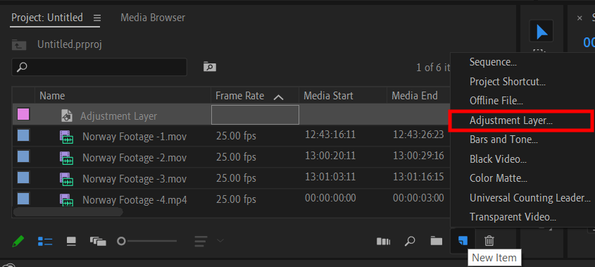 add another adjustment layer in premiere pro