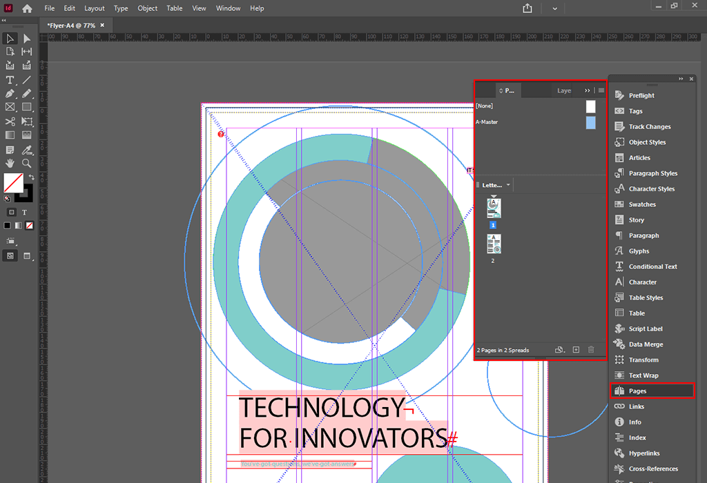 إضافة أعمدة في صفحة إنديزاين الرئيسية