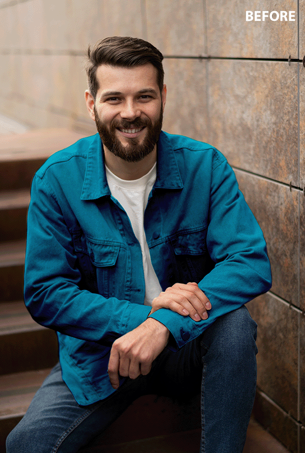 add leprechaun to photo man