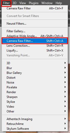 add light in photoshop camera raw filter